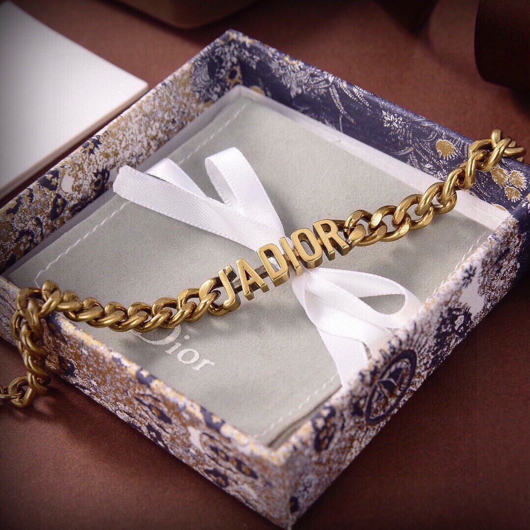 Dior J Adior bracelet antique gold tone metal 17cm with 3cm extension chain