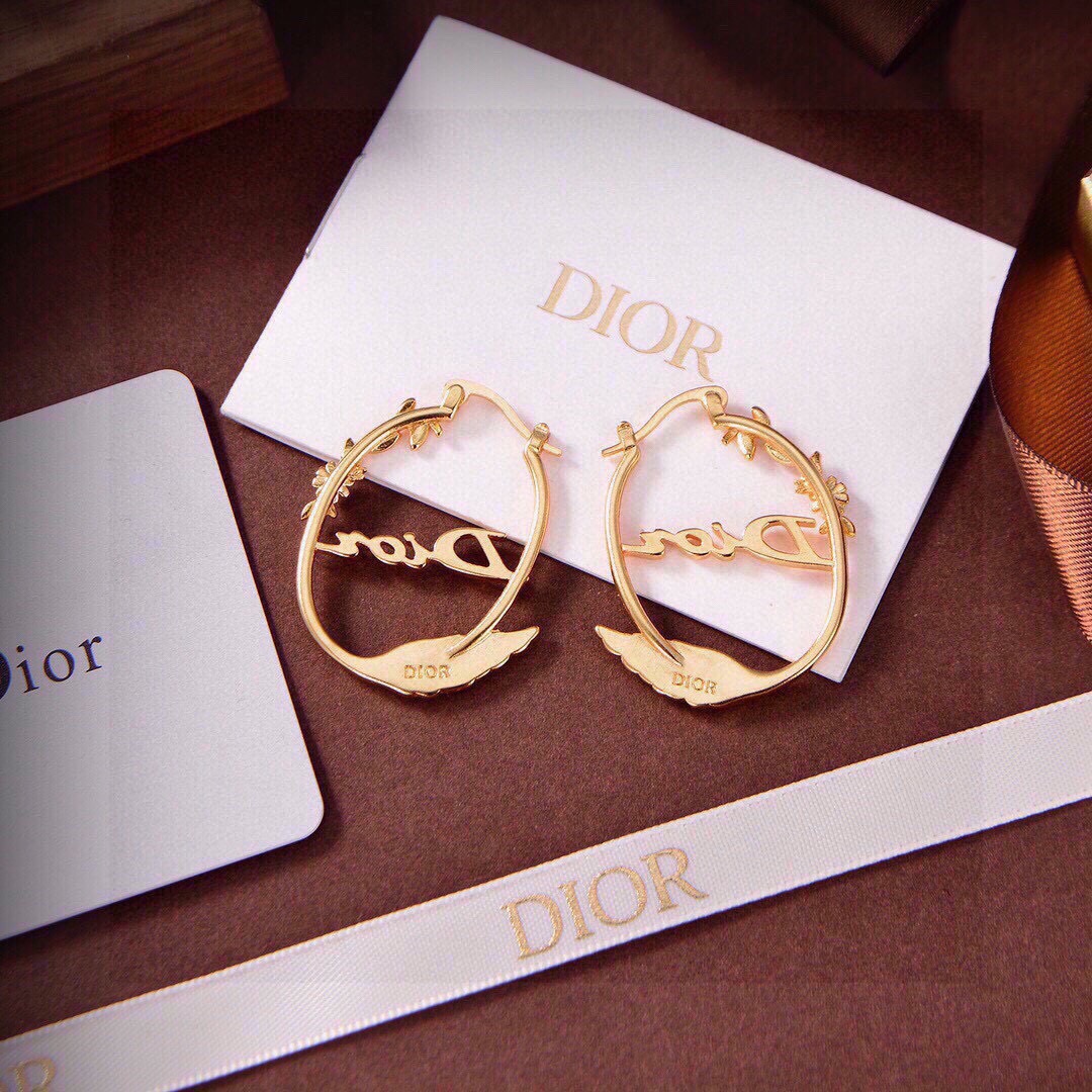 Dior Dio r evolution earrings gold tone metal 3 5cm diameter