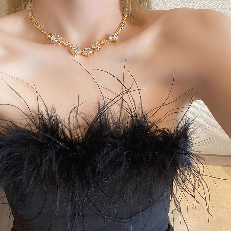 Celine Crystal Embellished Triomphe Choker necklace Gold-tone metal with clear faceted crystals 38cm