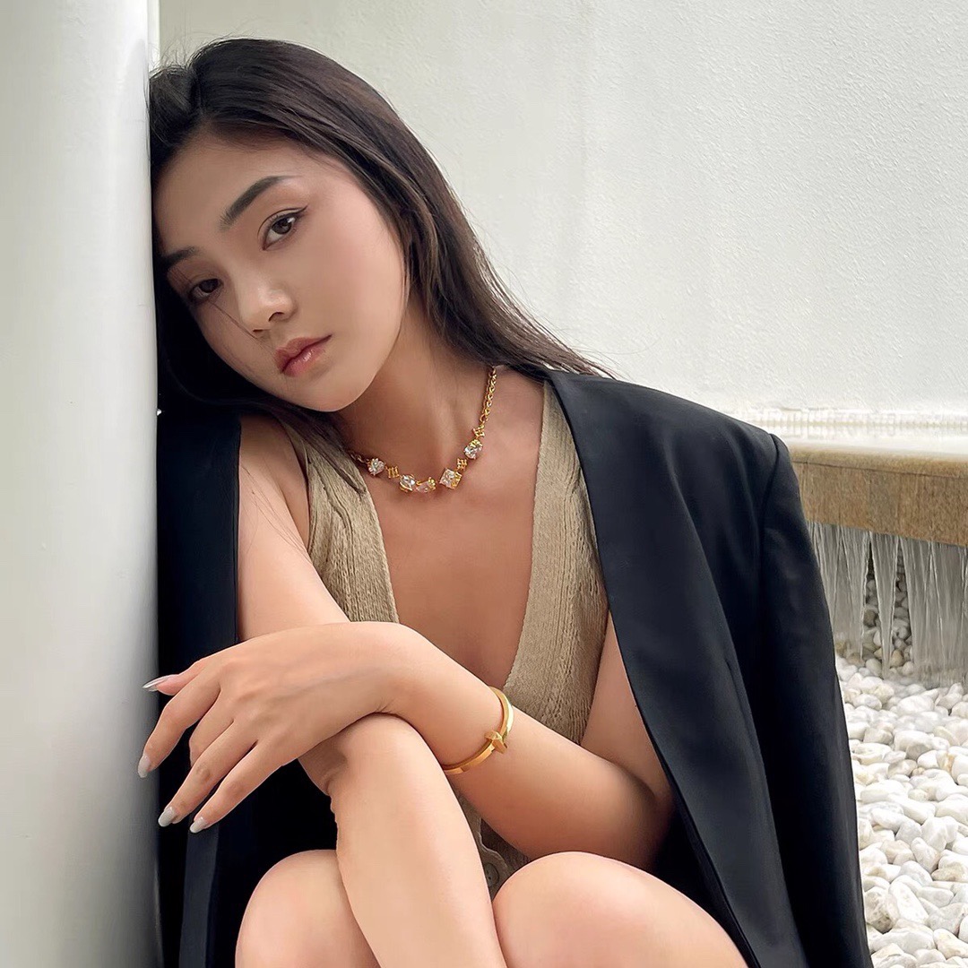 Celine Crystal Embellished Triomphe Choker necklace Gold-tone metal with clear faceted crystals 38cm