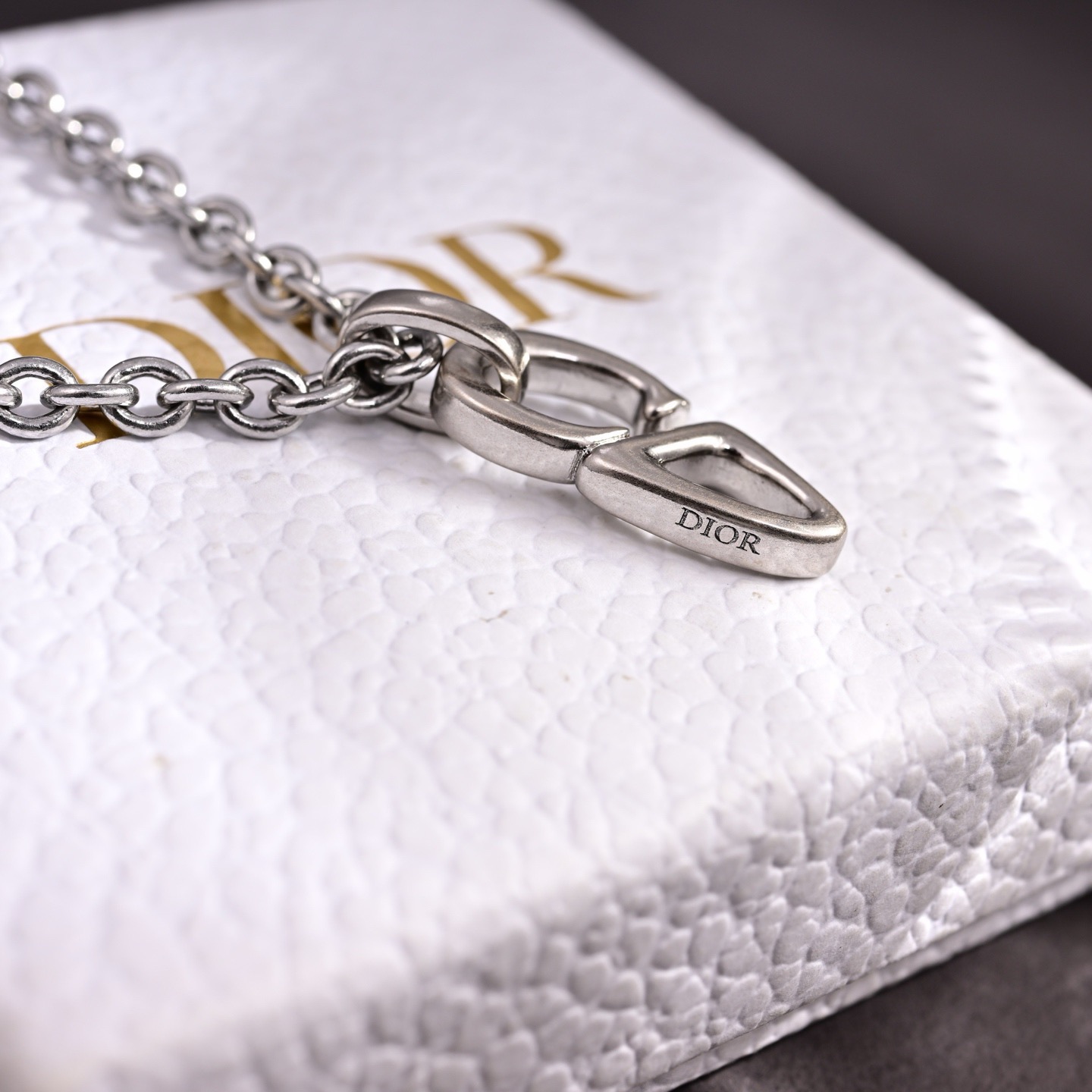 Dior CD Icon necklace silver-toned brass no gemstones 60cm with 5cm extender
