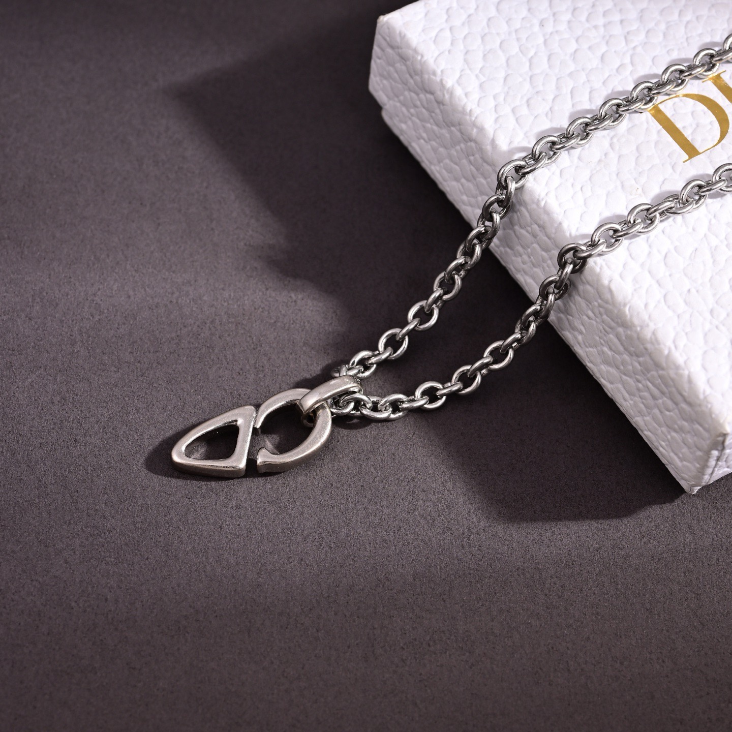 Dior CD Icon necklace silver-toned brass no gemstones 60cm with 5cm extender
