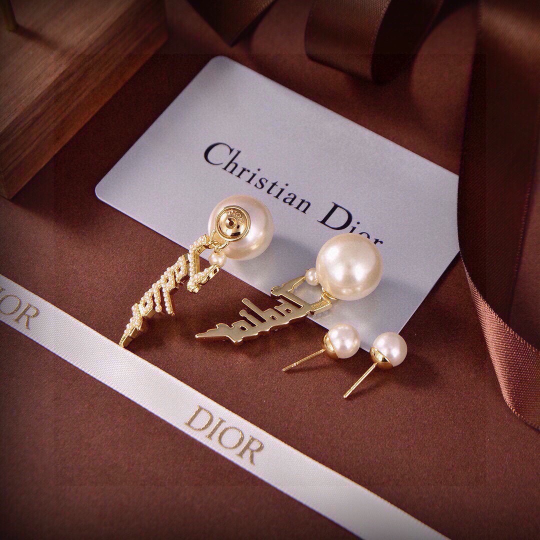 Dior J ADIOR earrings Gold-tone metal with white pearls One Size