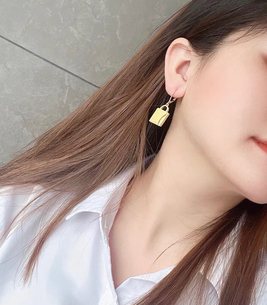 Celine Padlock Logo Drop Earrings earrings gold-tone metal no accent stones 1 5cm drop length