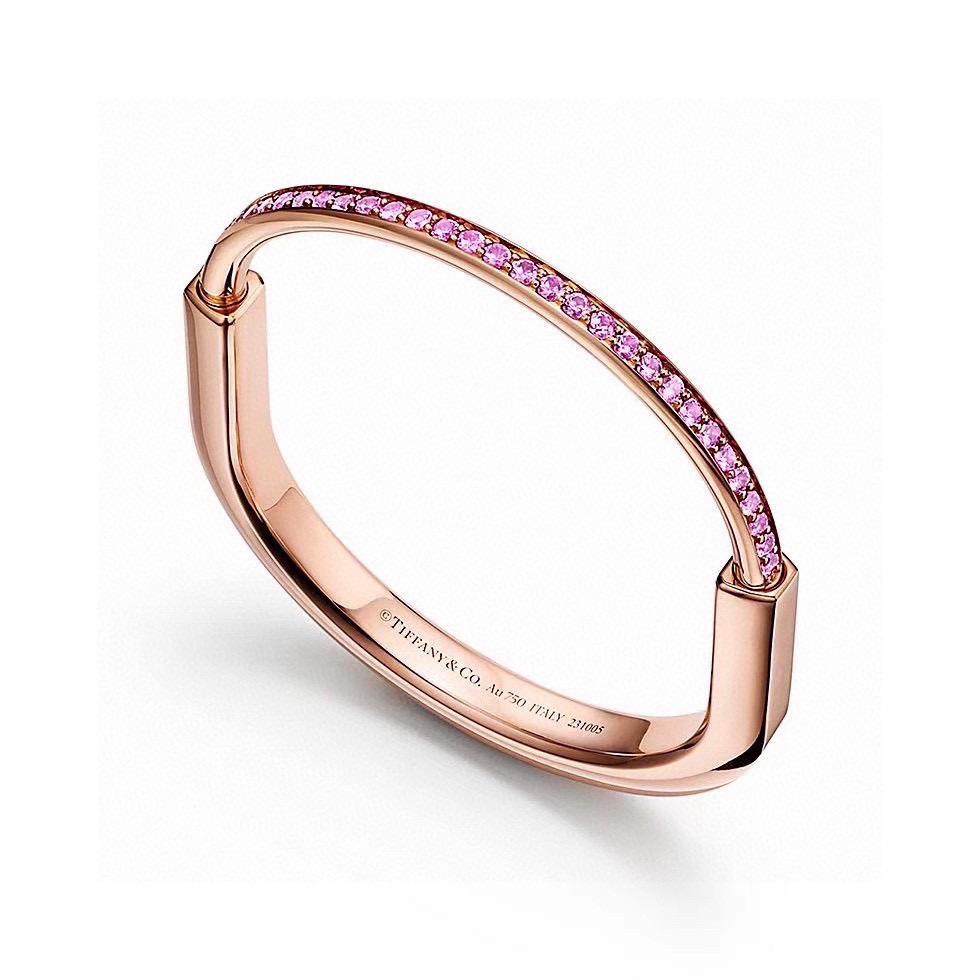 Tiffany Tiffany Lock bracelet 18k rose gold ruby red gemstones 17cm