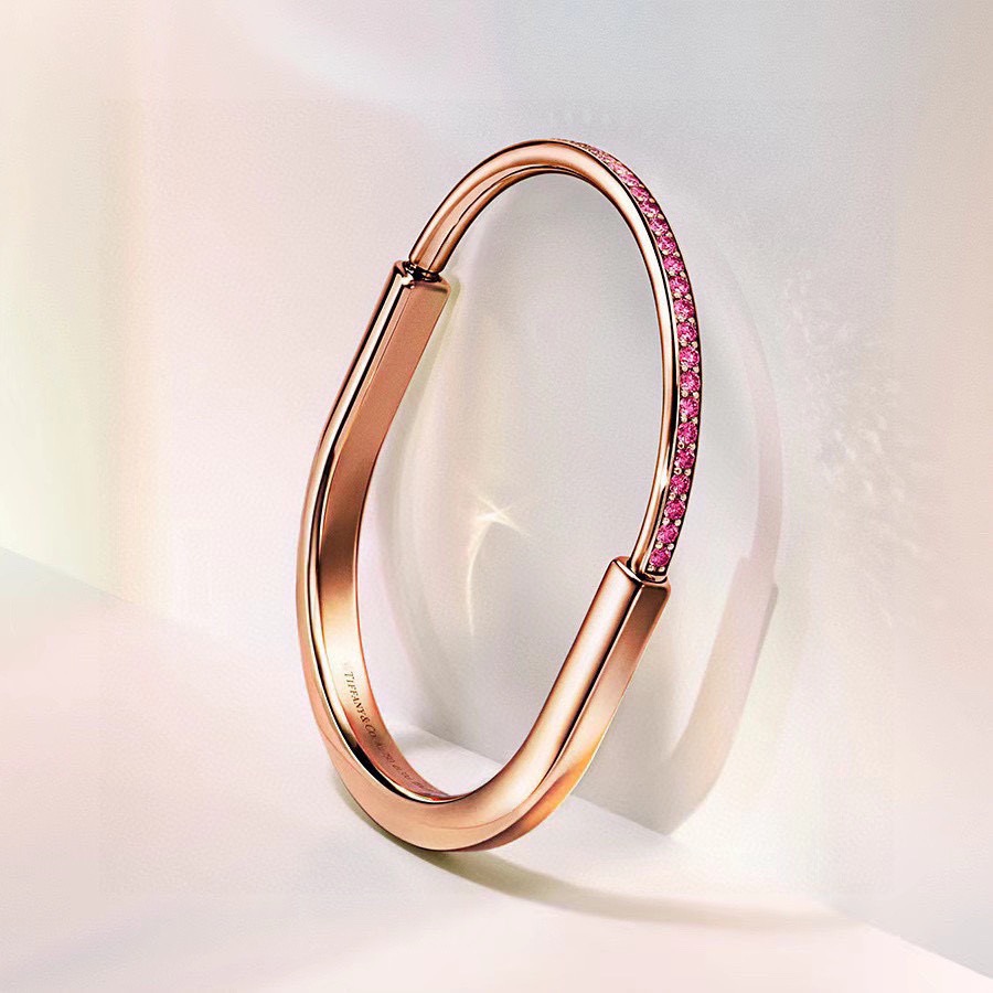 Tiffany Tiffany Lock bracelet 18k rose gold ruby red gemstones 17cm