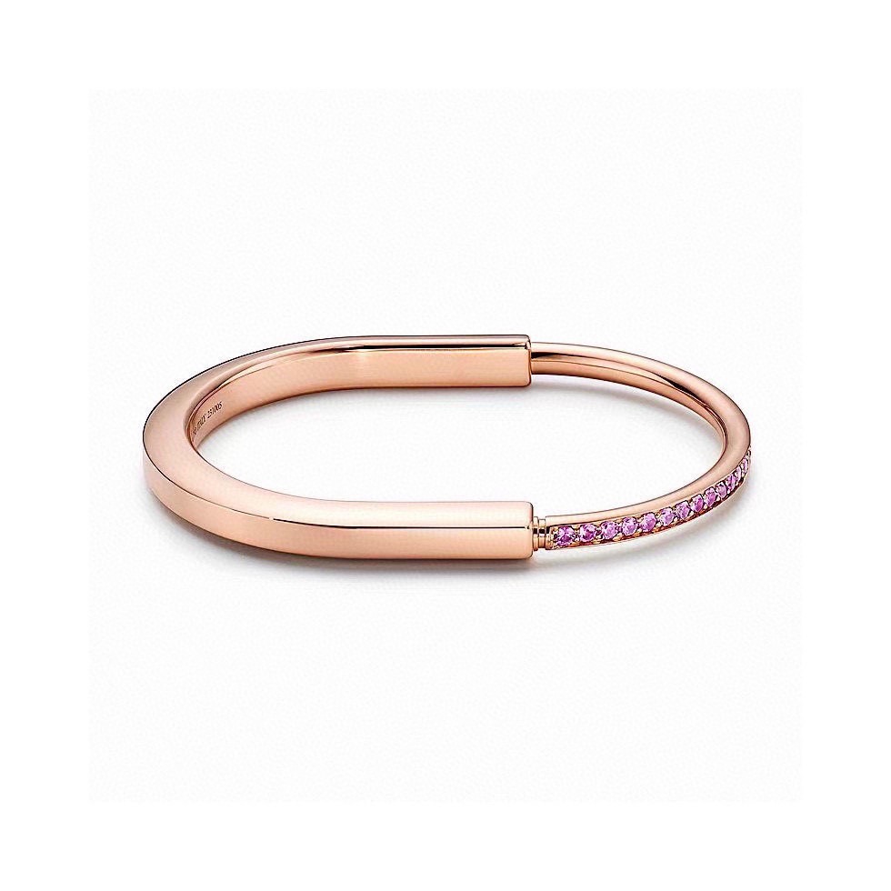 Tiffany Tiffany Lock bracelet 18k rose gold ruby red gemstones 17cm