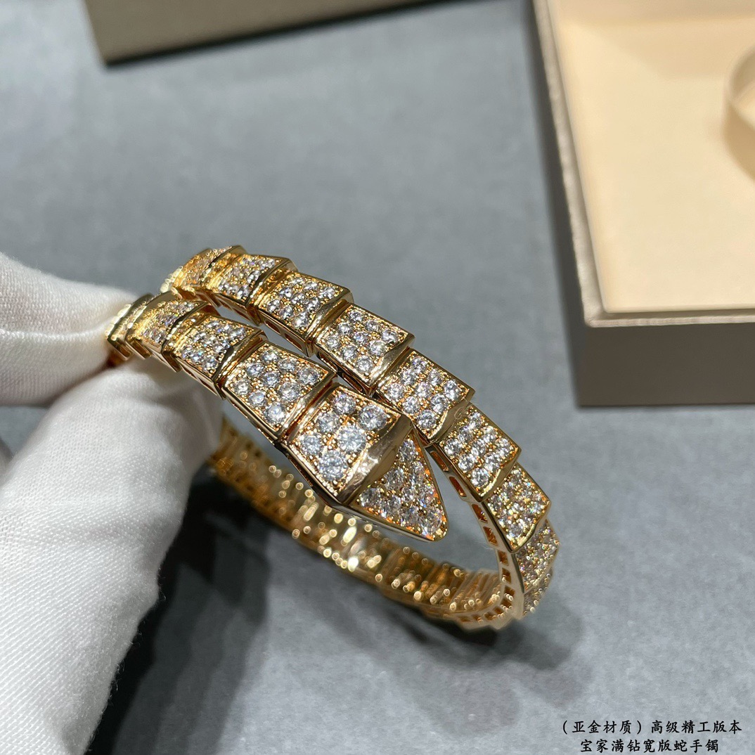 Bvlgari Serpenti Viper bracelet 18k rose gold with full pave diamonds 18k white gold with full pave diamonds 17cm