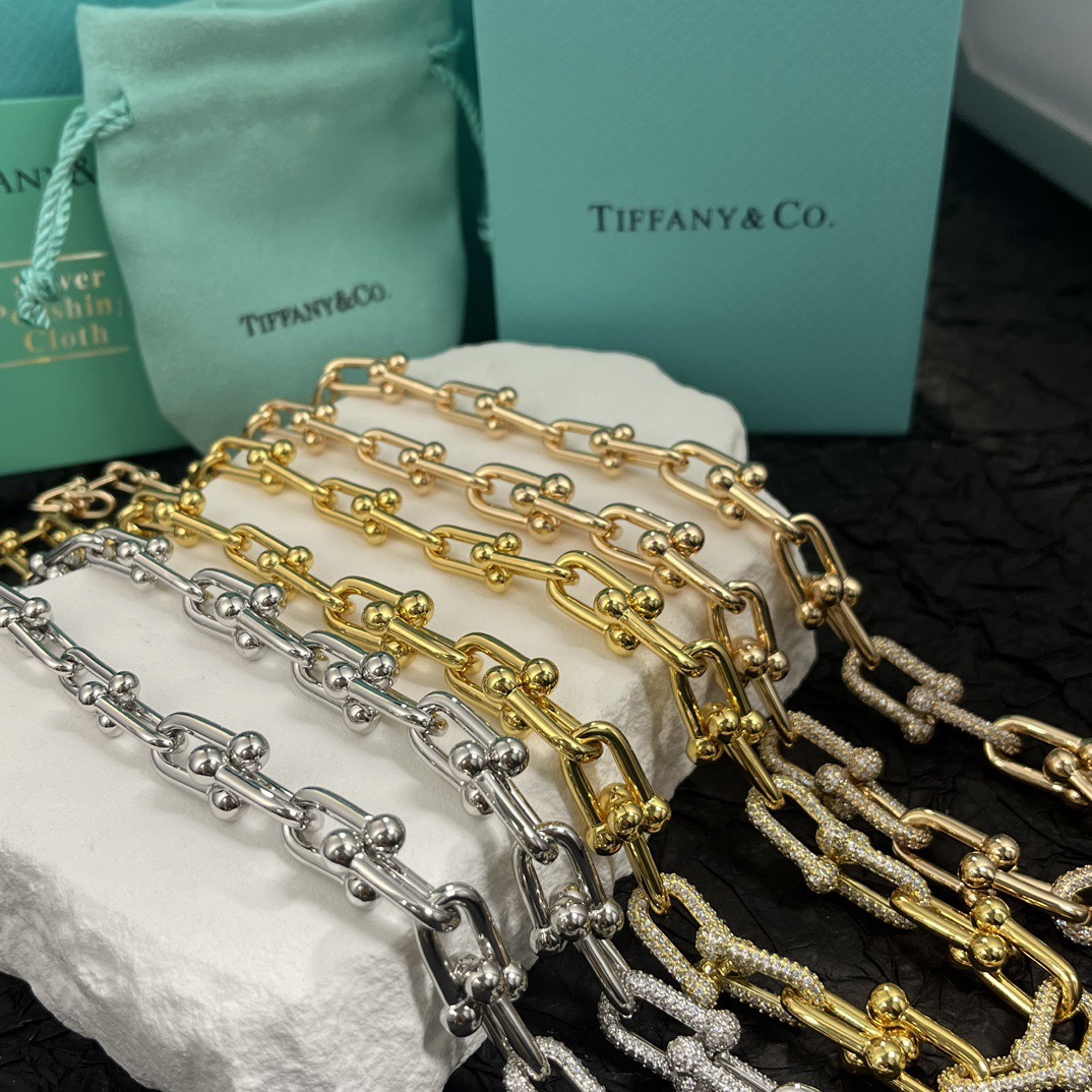 Tiffany Co Tiffany HardWear necklace 18k yellow gold with pave diamond accents 18 inches