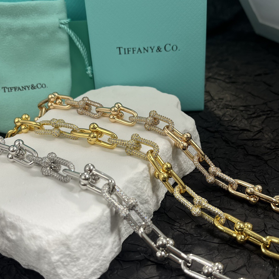 Tiffany Co Tiffany HardWear necklace 18k yellow gold with pave diamond accents 18 inches