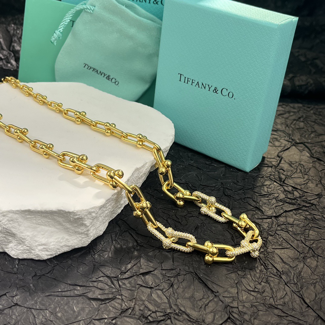 Tiffany Co Tiffany HardWear necklace 18k yellow gold with pave diamond accents 18 inches