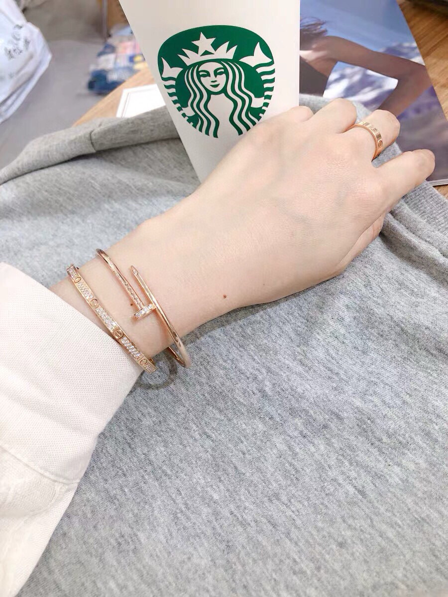 Cartier Juste un Clou bracelet 18k white gold with clear diamonds 18k rose gold with clear diamonds 17