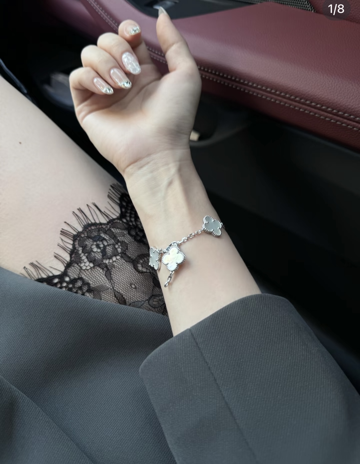 Van Cleef Arpels Vintage Alhambra bracelet White gold with white mother-of-pearl 18cm