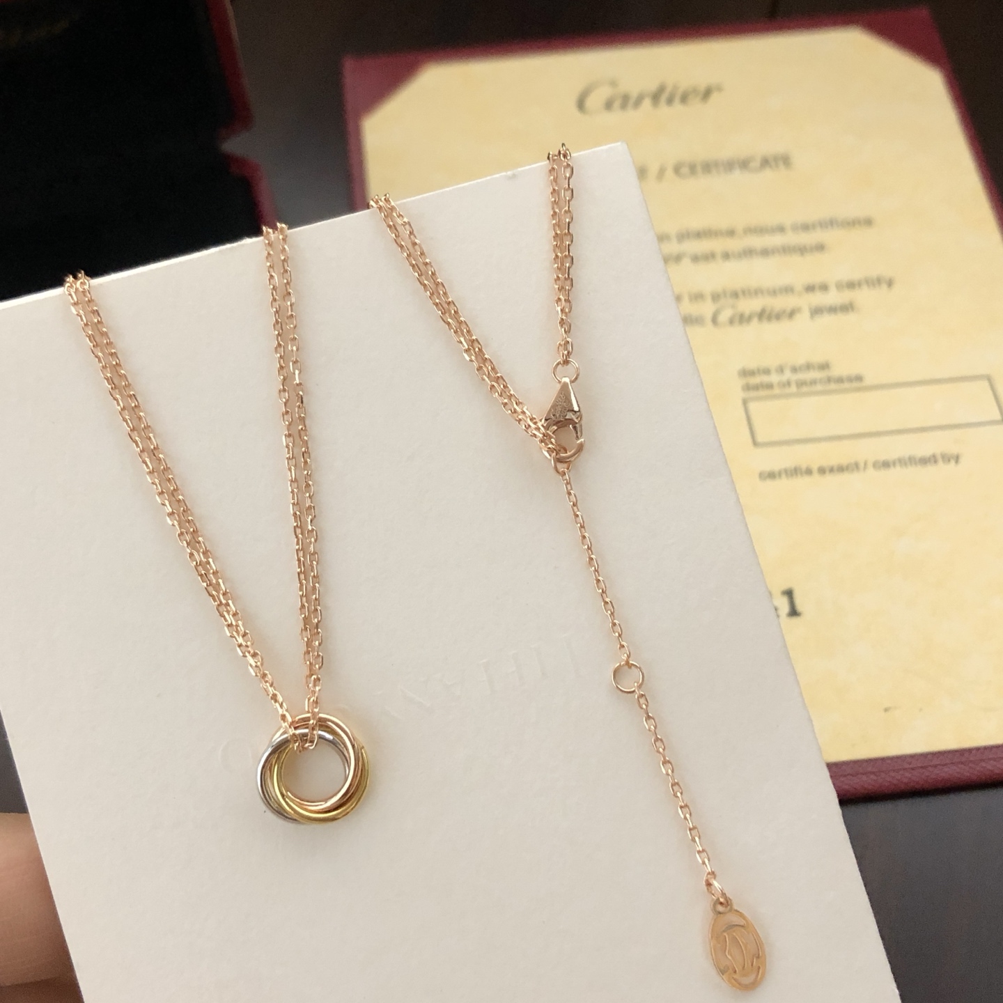 Cartier Trinity necklace 18k rose gold 18k yellow gold 18k white gold no gemstones 42cm