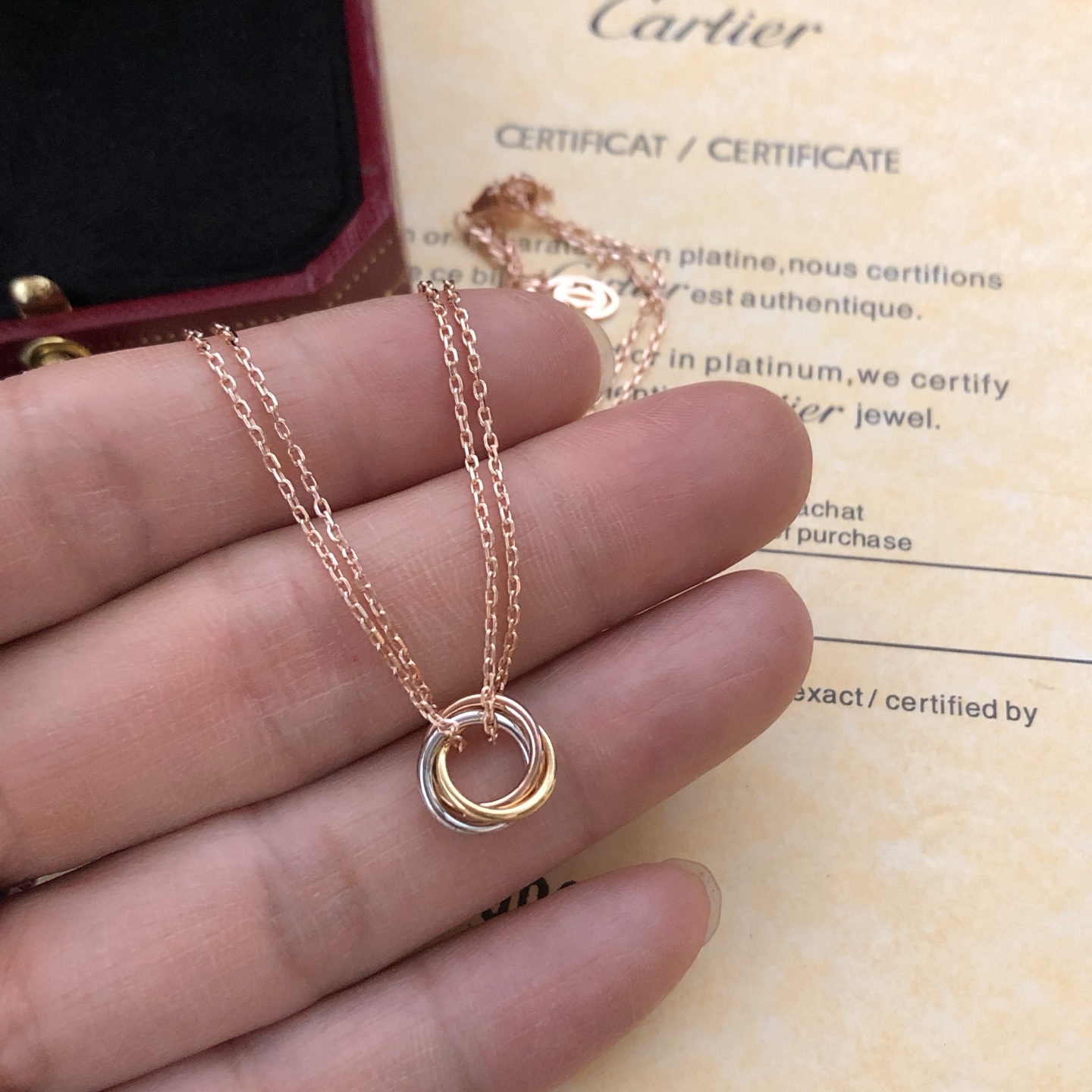 Cartier Trinity necklace 18k rose gold 18k yellow gold 18k white gold no gemstones 42cm