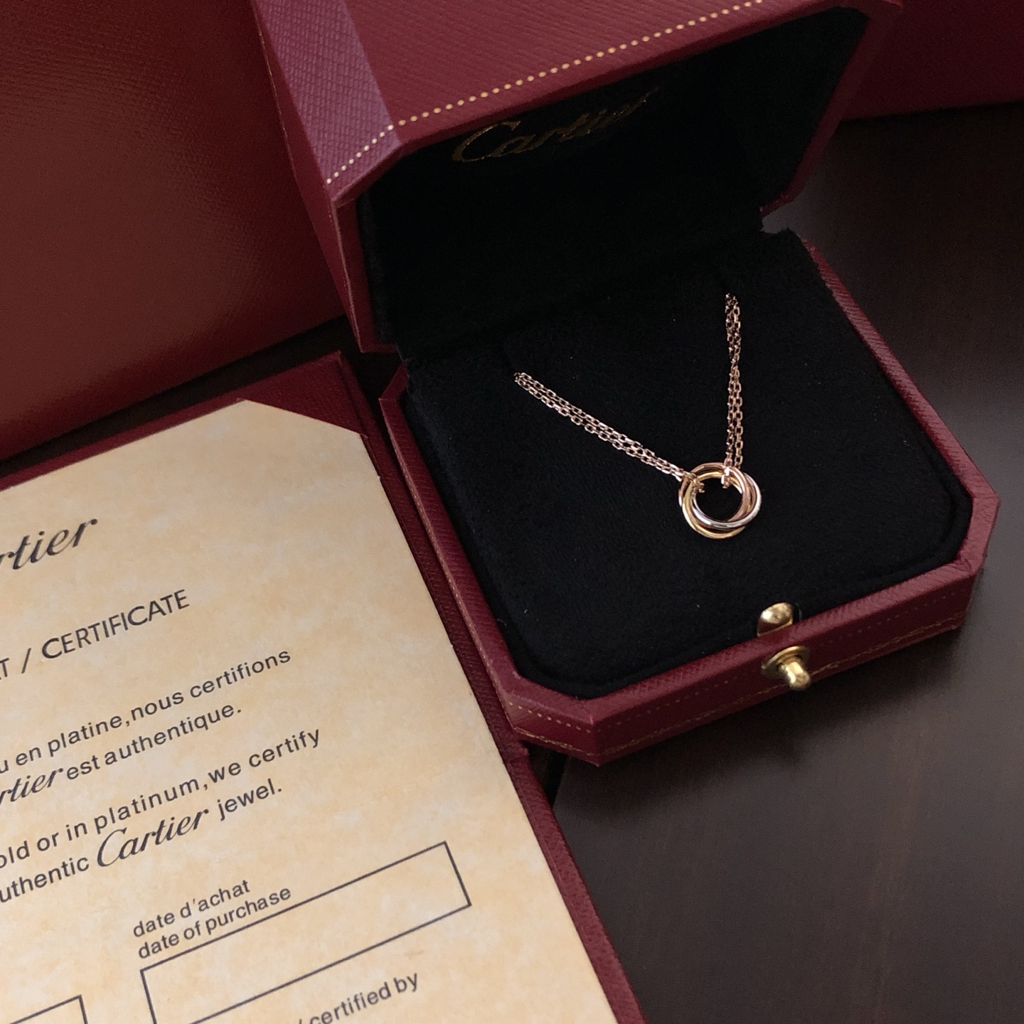 Cartier Trinity necklace 18k rose gold 18k yellow gold 18k white gold no gemstones 42cm