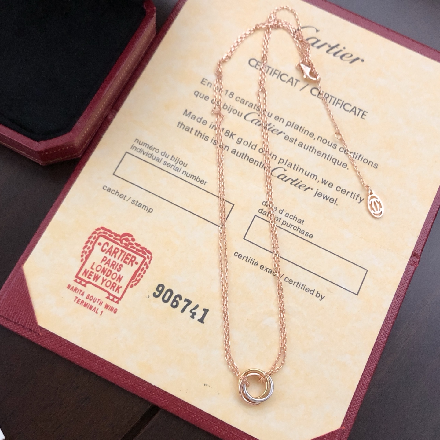 Cartier Trinity necklace 18k rose gold 18k yellow gold 18k white gold no gemstones 42cm