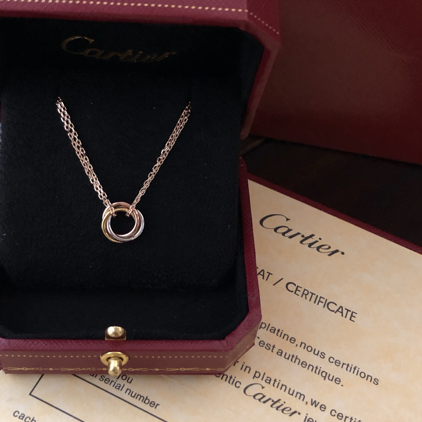 Cartier Trinity necklace 18k rose gold 18k yellow gold 18k white gold no gemstones 42cm