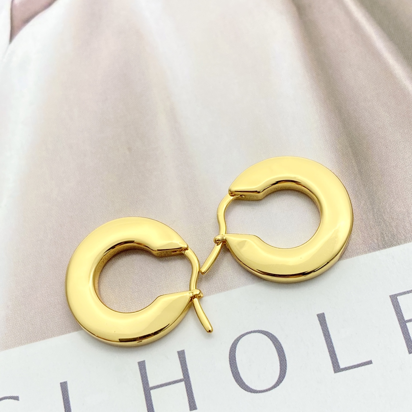 Celine Triomphe Paris Logo Hoop Earrings earrings gold-tone metal no gemstones 20mm outer diameter