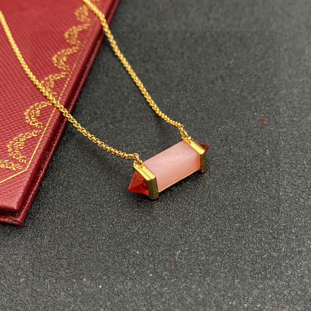 Cartier Les Berlingots de Cartier necklace 18k yellow gold pink opal carnelian 42cm