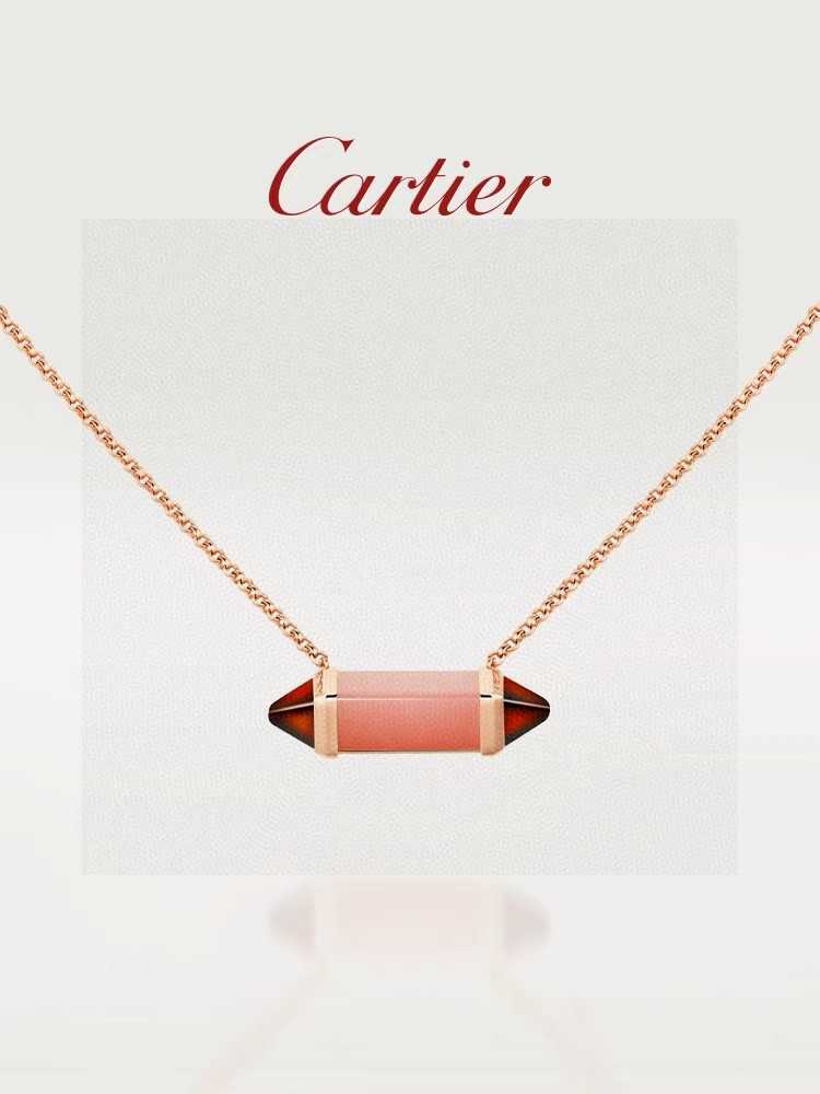 Cartier Les Berlingots de Cartier necklace 18k yellow gold pink opal carnelian 42cm