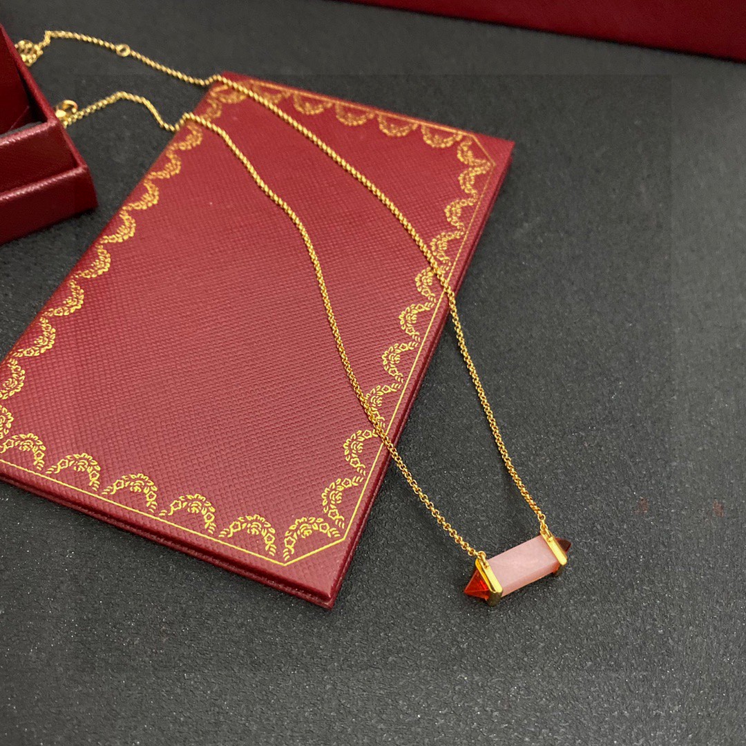 Cartier Les Berlingots de Cartier necklace 18k yellow gold pink opal carnelian 42cm