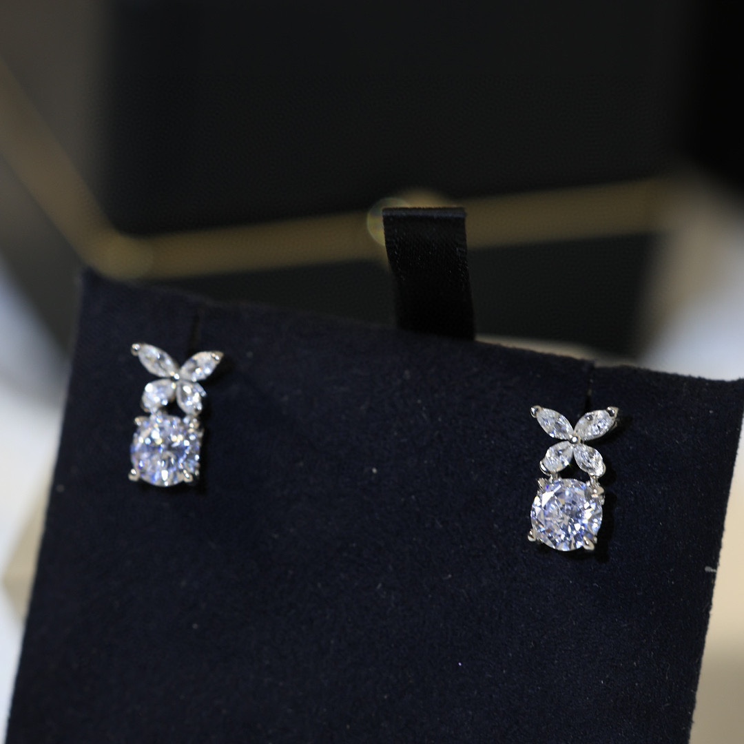 Graff Butterfly Diamond Drop Earrings earrings white gold with clear diamonds 1 2cm drop length