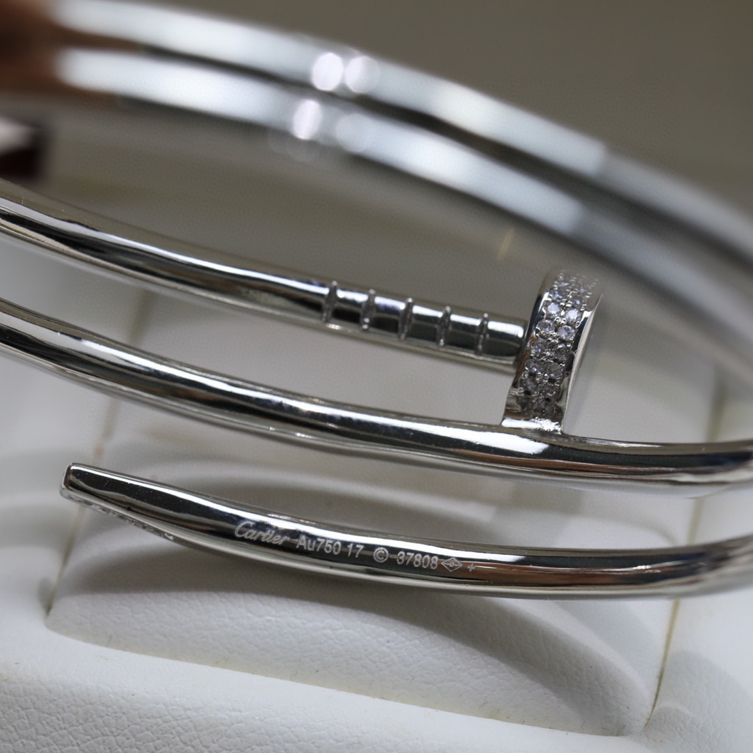 Cartier Juste un Clou bracelet 18k white gold with diamond accents 17