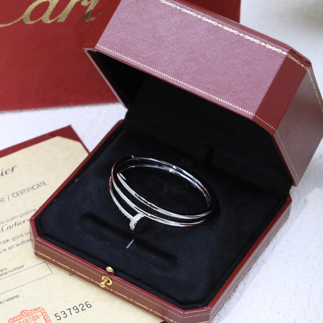 Cartier Juste un Clou bracelet 18k white gold with diamond accents 17