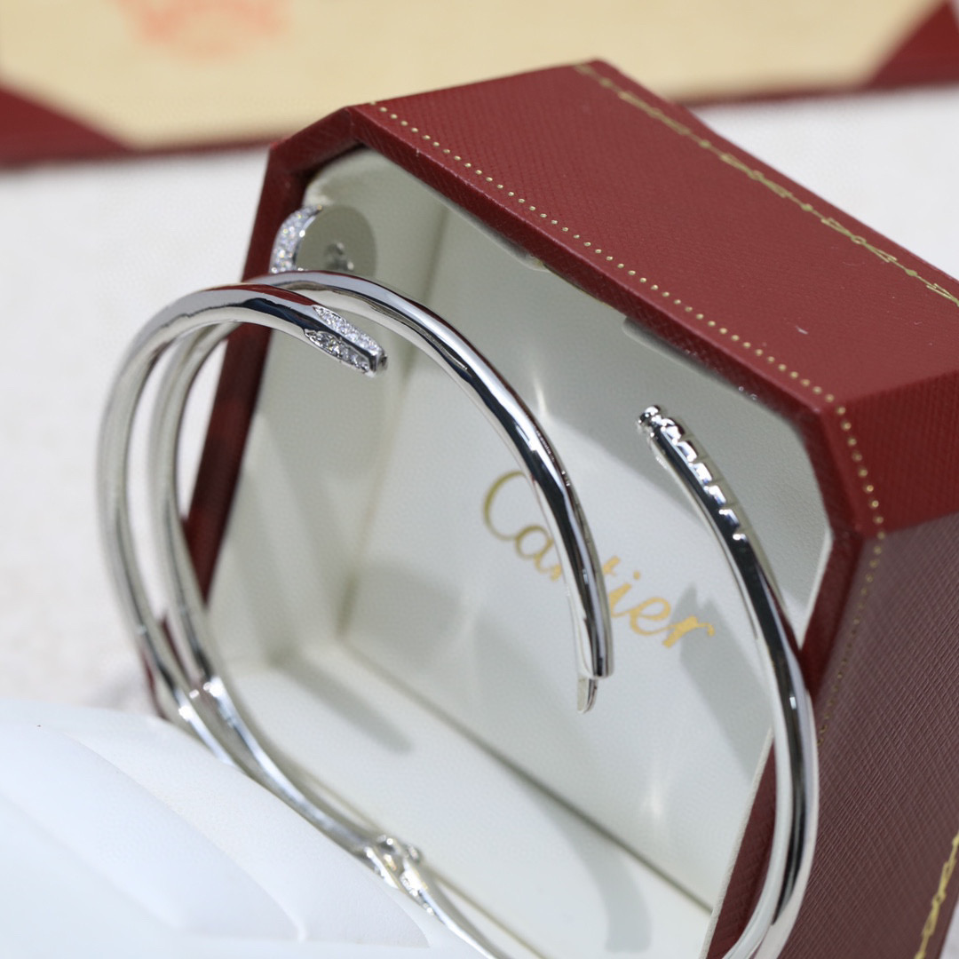 Cartier Juste un Clou bracelet 18k white gold with diamond accents 17