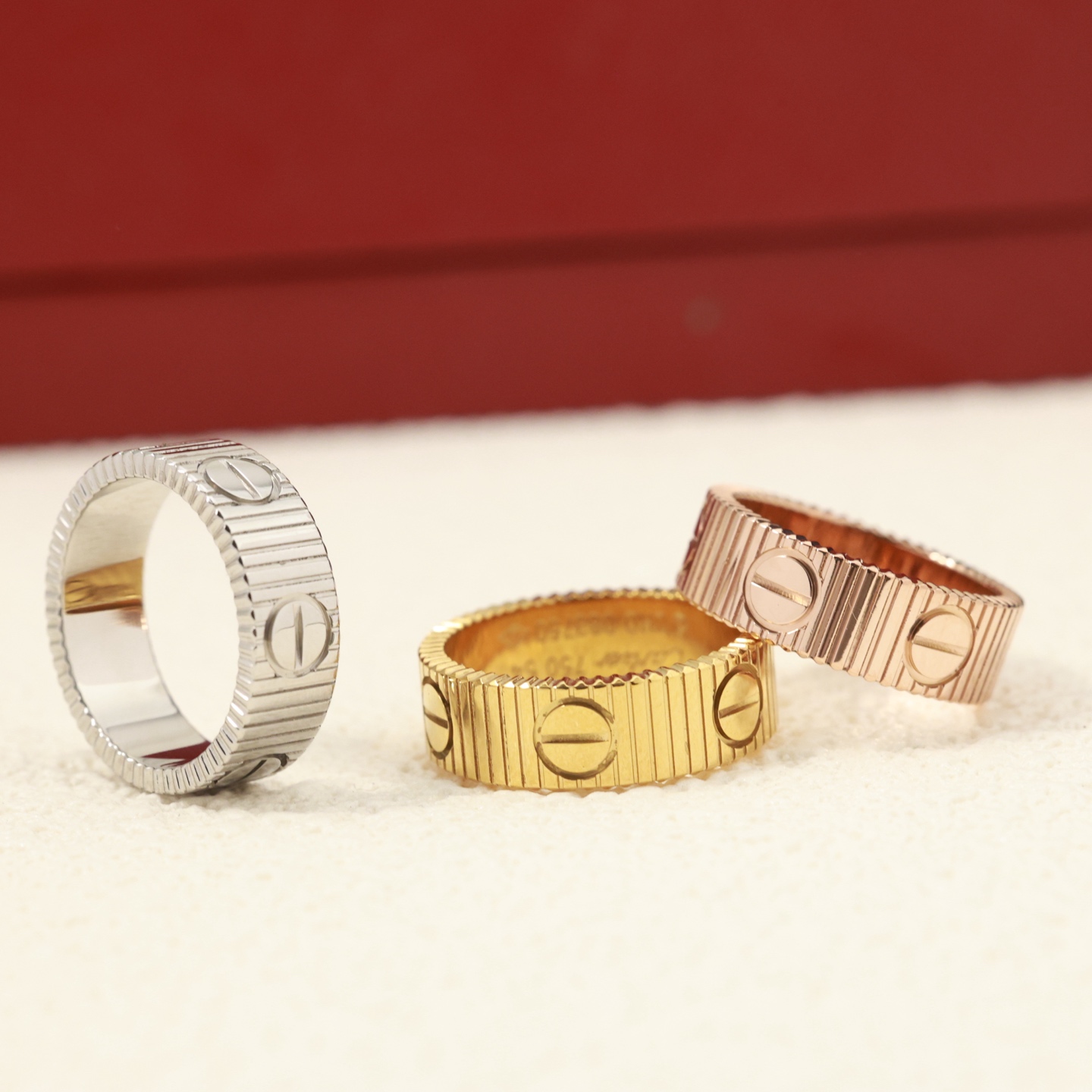 Cartier LOVE ring 18K white gold 18K yellow gold 18K rose gold no gemstones US 7