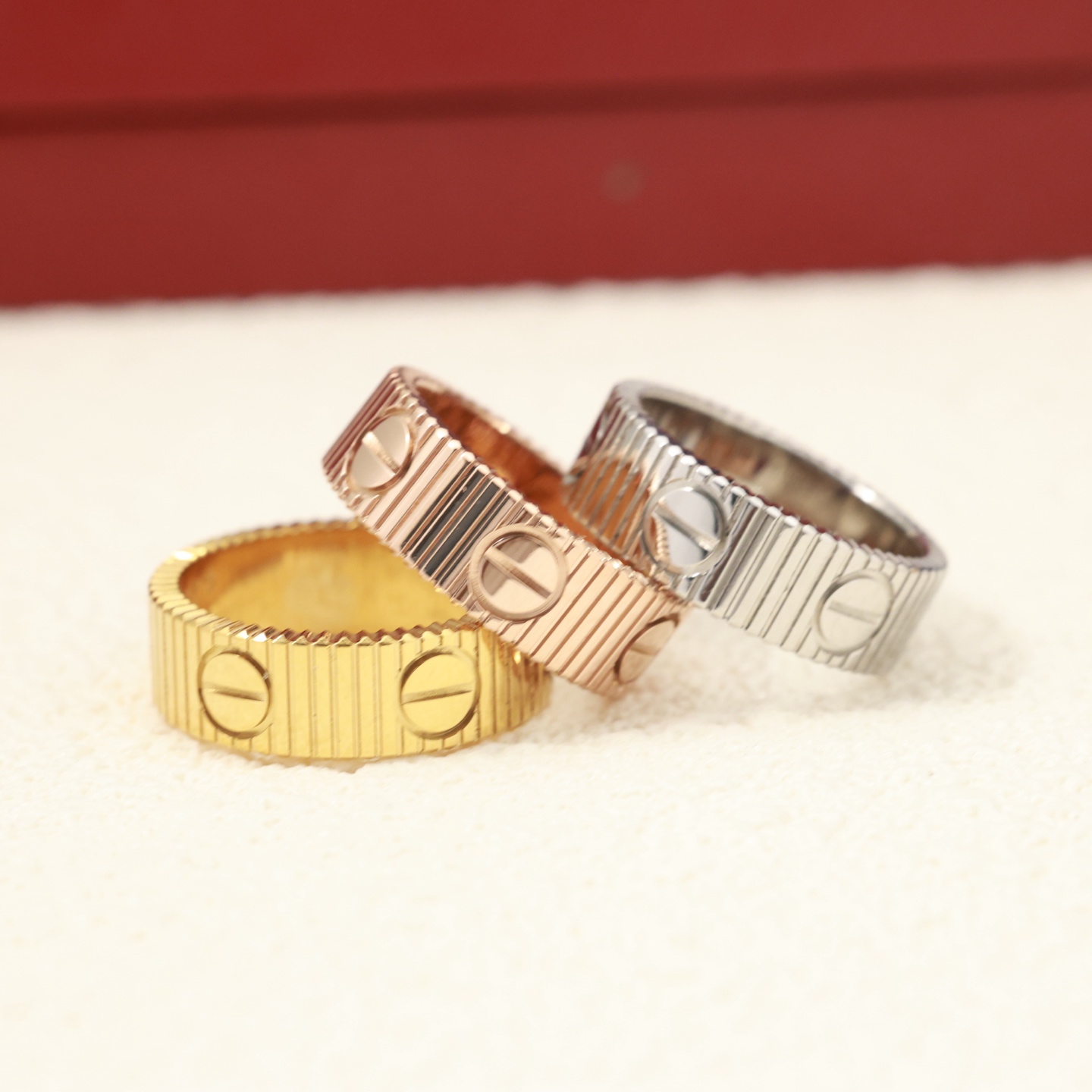 Cartier LOVE ring 18K white gold 18K yellow gold 18K rose gold no gemstones US 7