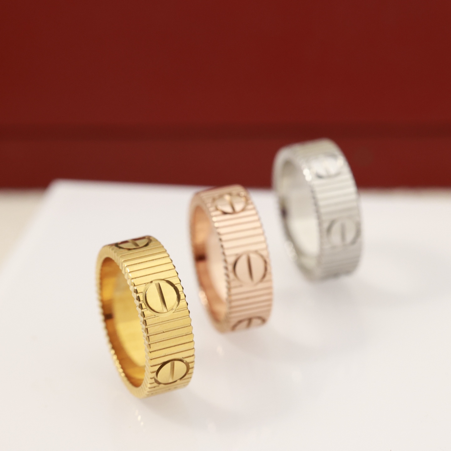 Cartier LOVE ring 18K white gold 18K yellow gold 18K rose gold no gemstones US 7