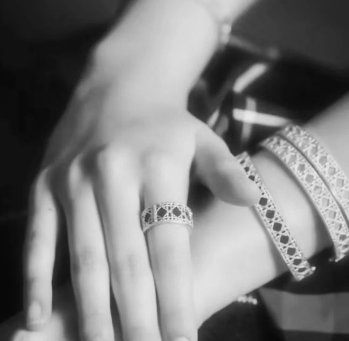 Dior My Dior bracelet silver-toned metal with rhodium finish openwork cannage pattern no colored gemstones 17cm
