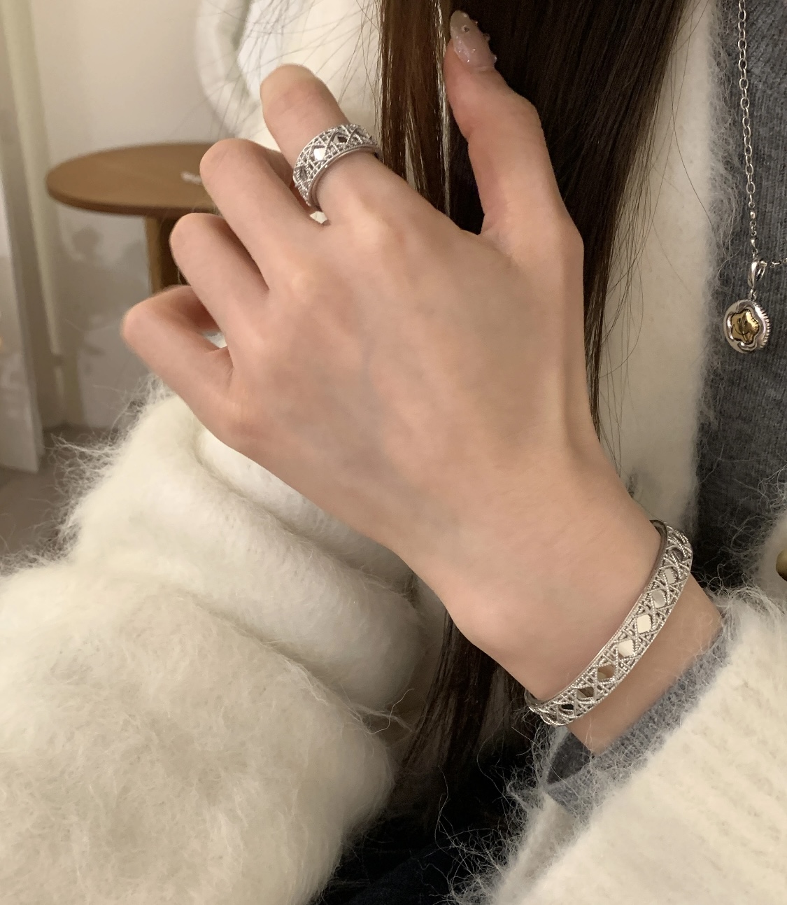 Dior My Dior Cannage ring silver-toned metal no gemstones 7