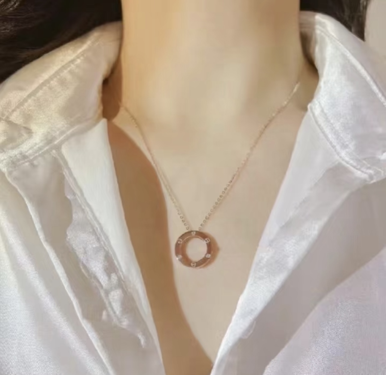 Cartier LOVE necklace Rose gold with diamond accents 42cm
