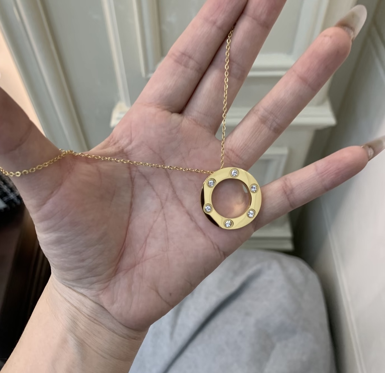 Cartier LOVE necklace yellow gold with clear diamonds 42cm