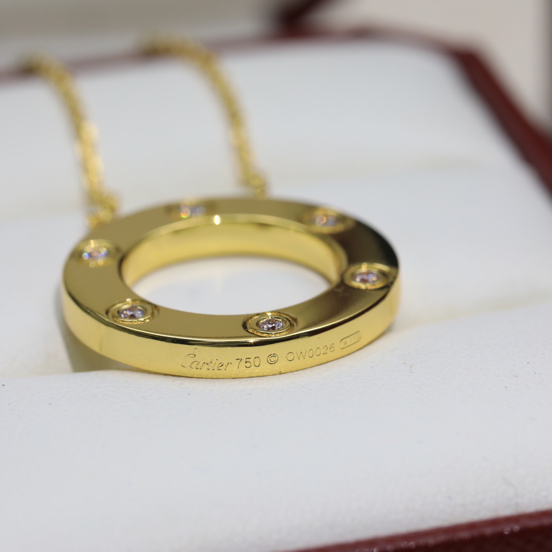 Cartier LOVE necklace yellow gold with clear diamonds 42cm