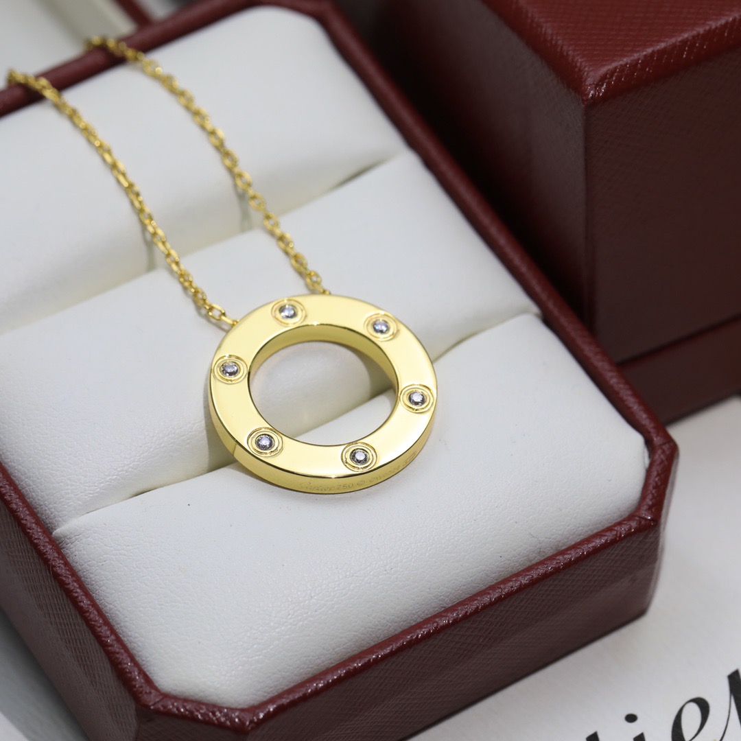 Cartier LOVE necklace yellow gold with clear diamonds 42cm