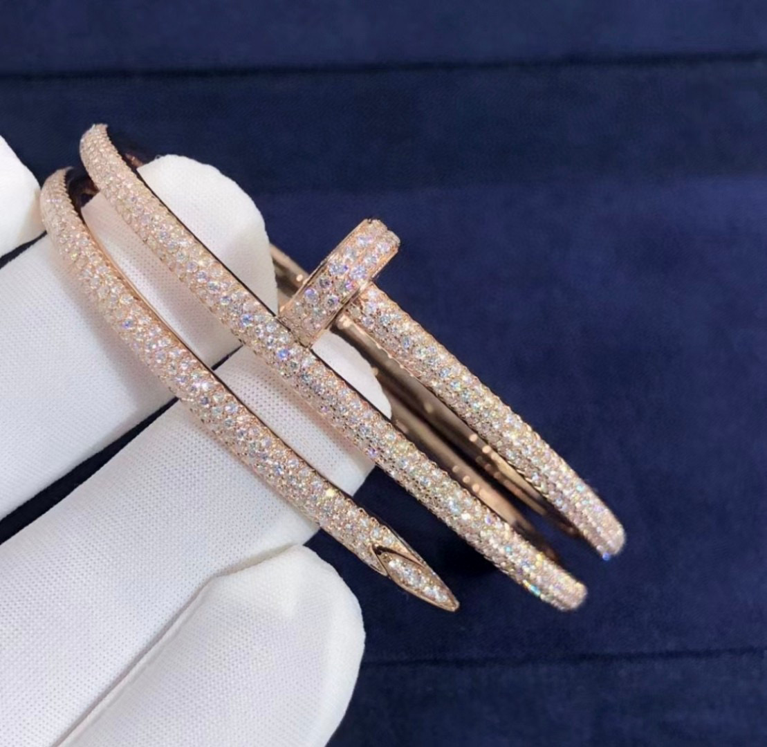 Cartier Juste un Clou bracelet 18k gold with full-pave clear diamonds 17