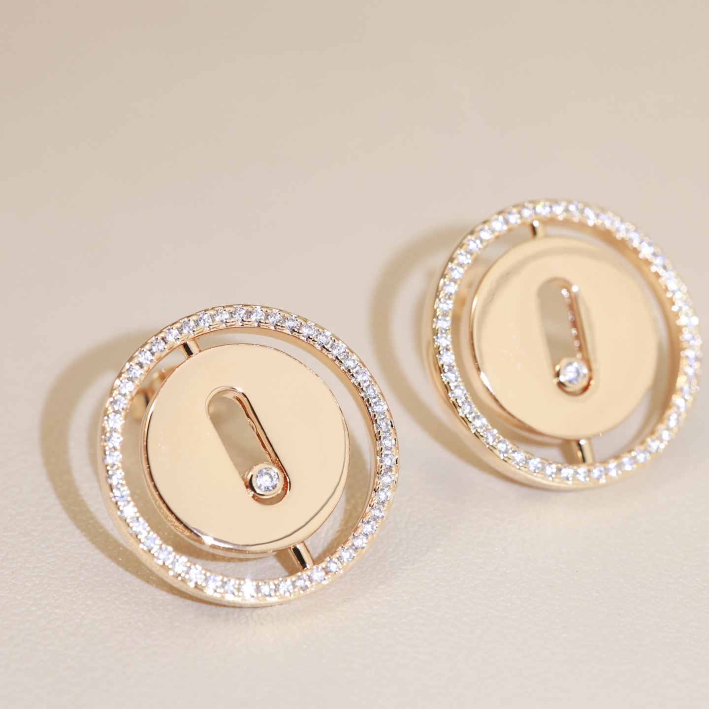 Messika Lucky Move earrings gold-tone metal with clear diamond accents silver-tone metal with clear diamond accents 1 5cm diameter