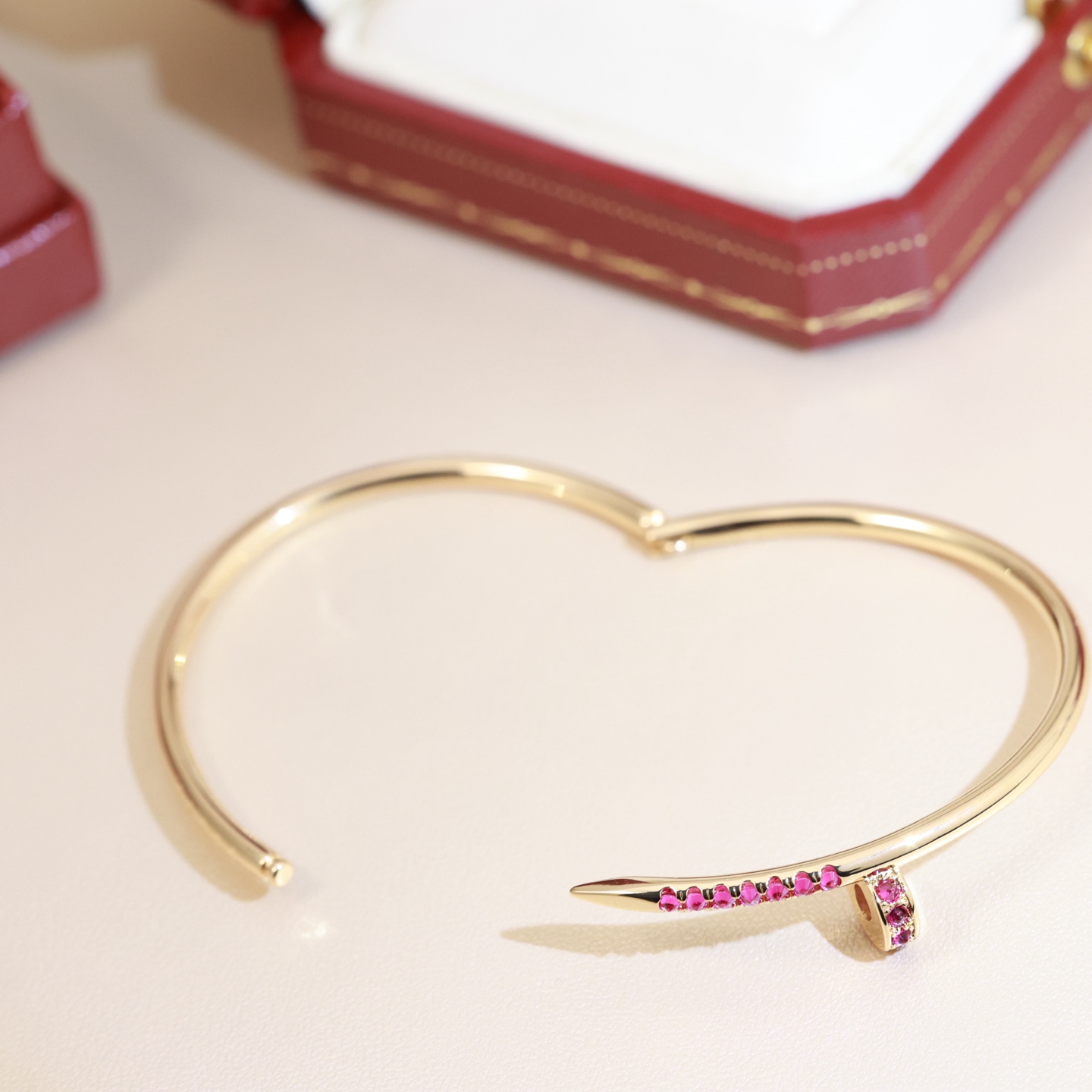 Cartier Juste un Clou bracelet 18k yellow gold pink sapphires 17