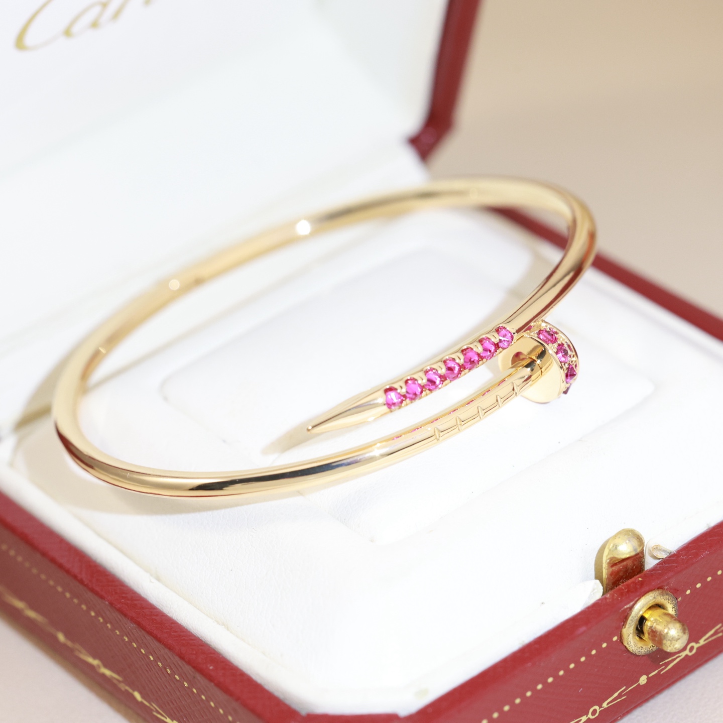 Cartier Juste un Clou bracelet 18k yellow gold pink sapphires 17