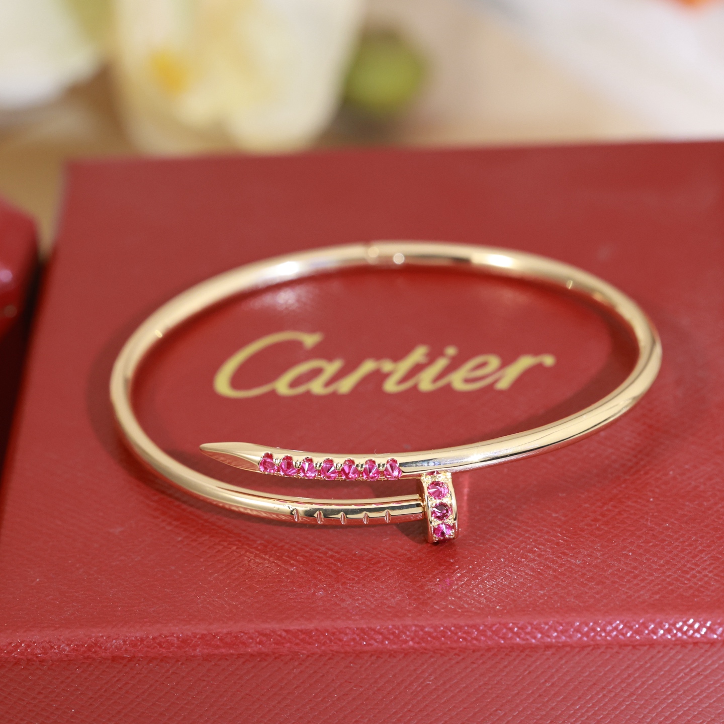 Cartier Juste un Clou bracelet 18k yellow gold pink sapphires 17