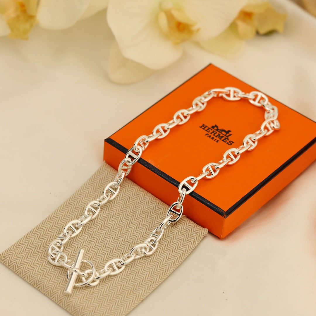 Collana Hermes Farandole Chaine d Ancre Metallo color oro Metallo color argento Grande