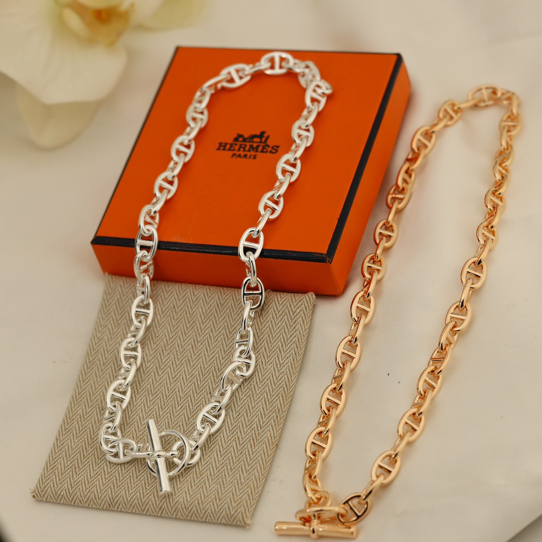 Collana Hermes Farandole Chaine d Ancre Metallo color oro Metallo color argento Grande