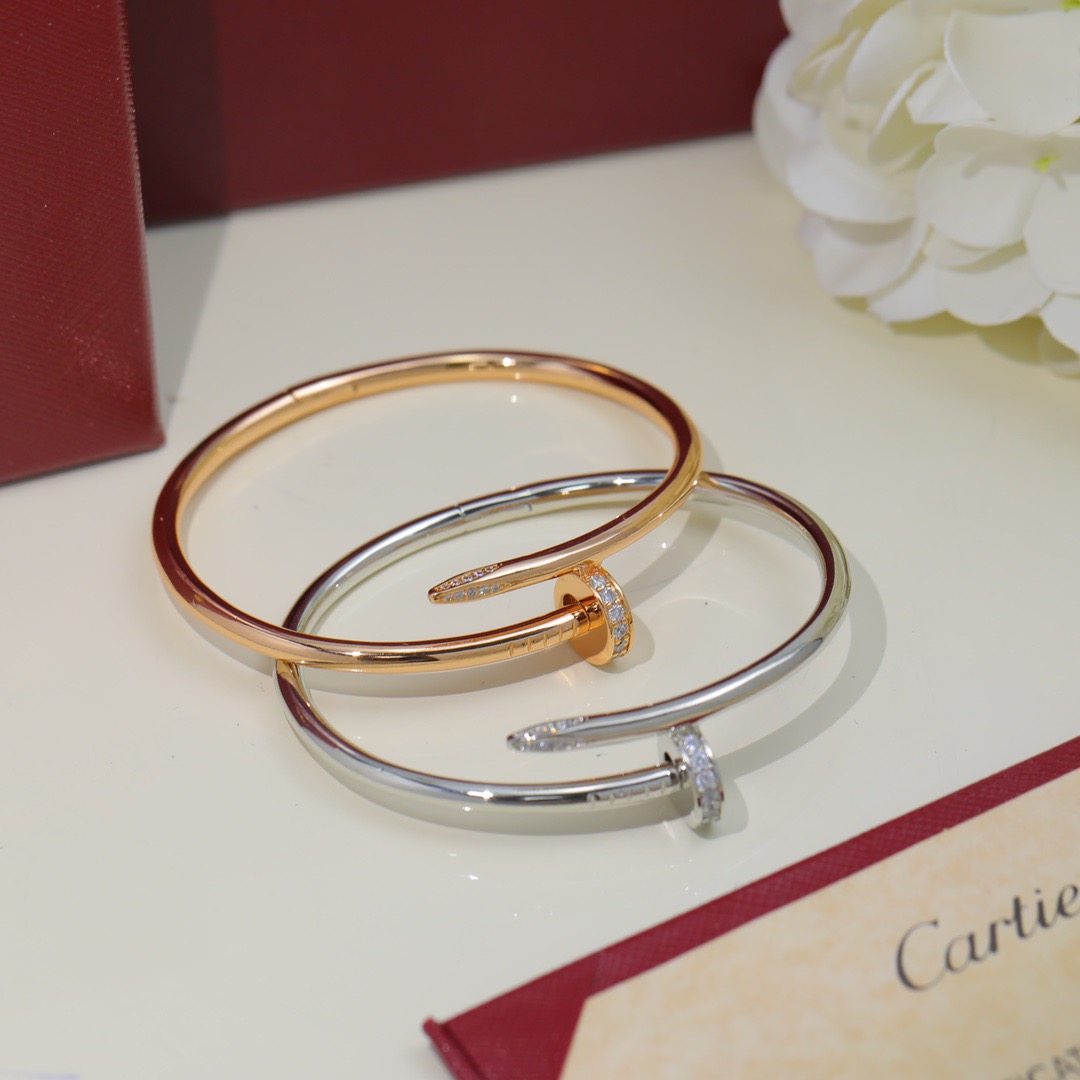 Cartier Juste un Clou bracelet 18k rose gold with clear diamond accents 17