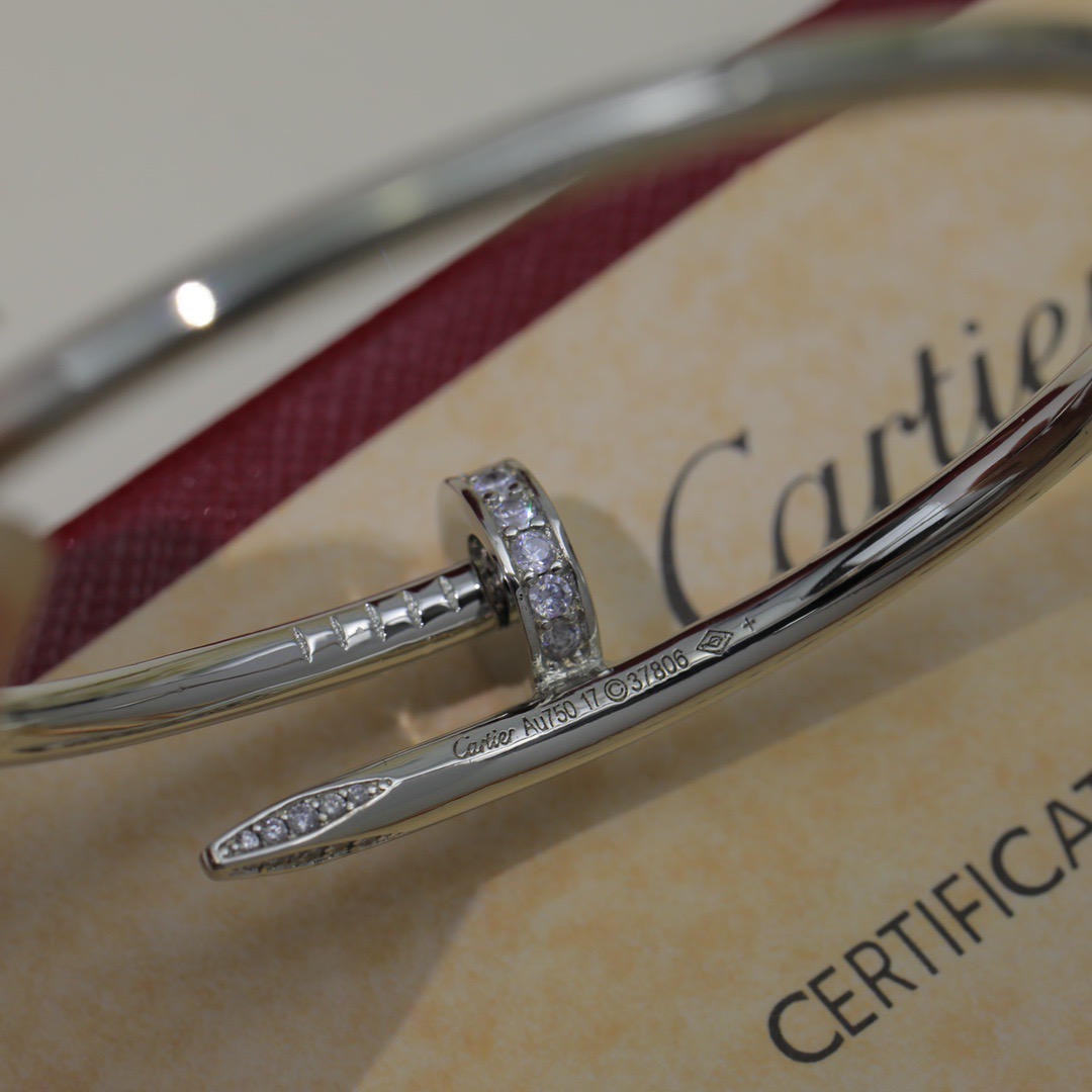 Cartier Juste un Clou bracelet 18k rose gold with clear diamond accents 17