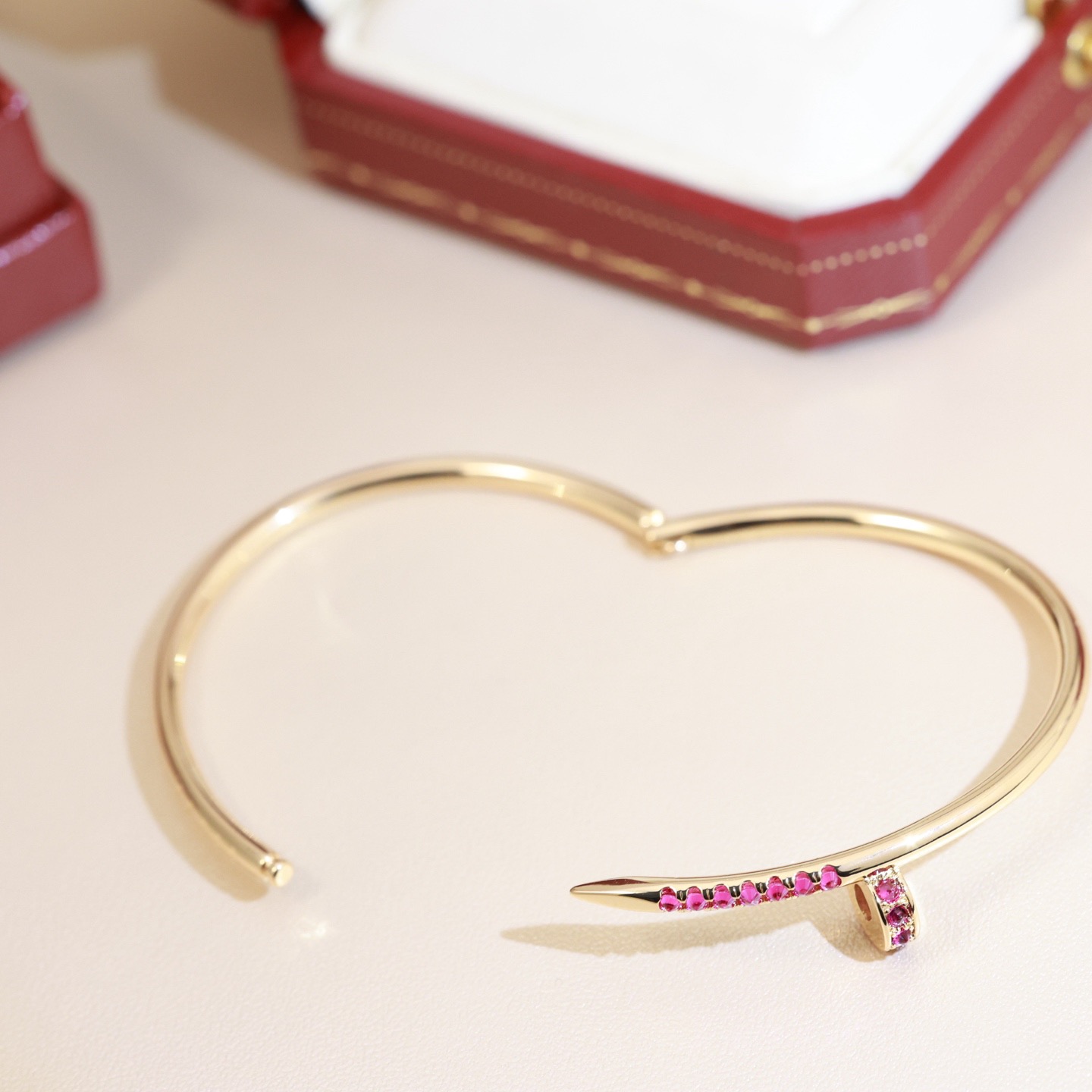 Cartier Juste un Clou bracelet yellow gold with pink sapphires 17