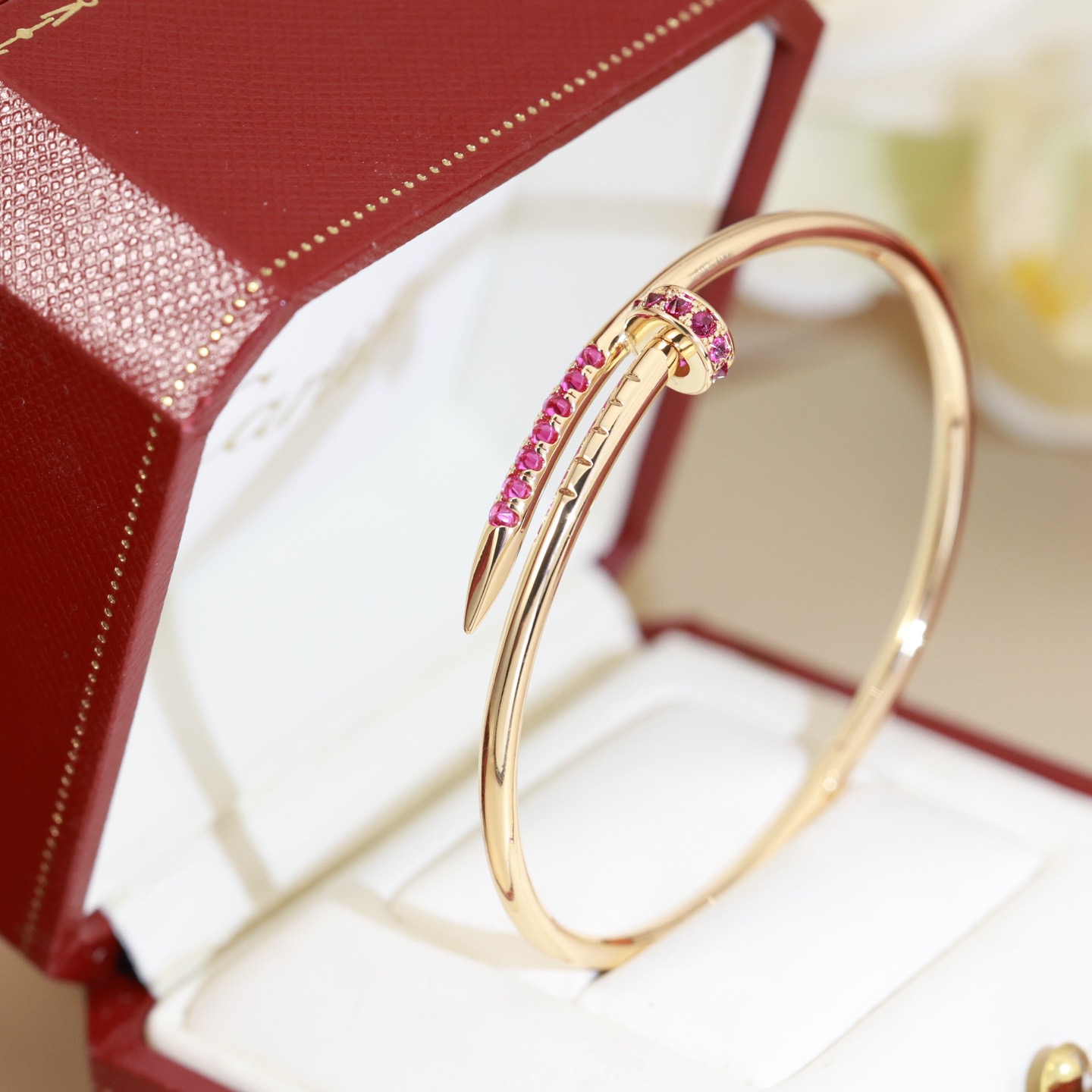 Cartier Juste un Clou bracelet yellow gold with pink sapphires 17